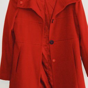 Tahari Red Wool 3/4 Trench Coat